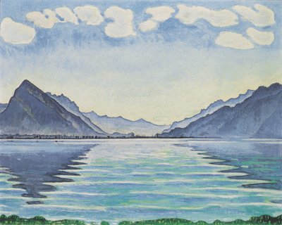 Lago Thun com reflexo simétrico de Ferdinand Hodler
